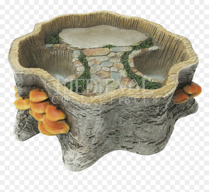 Tree Stump Fairy Garden Planter Display - Carving, HD Png Download - tree stump png