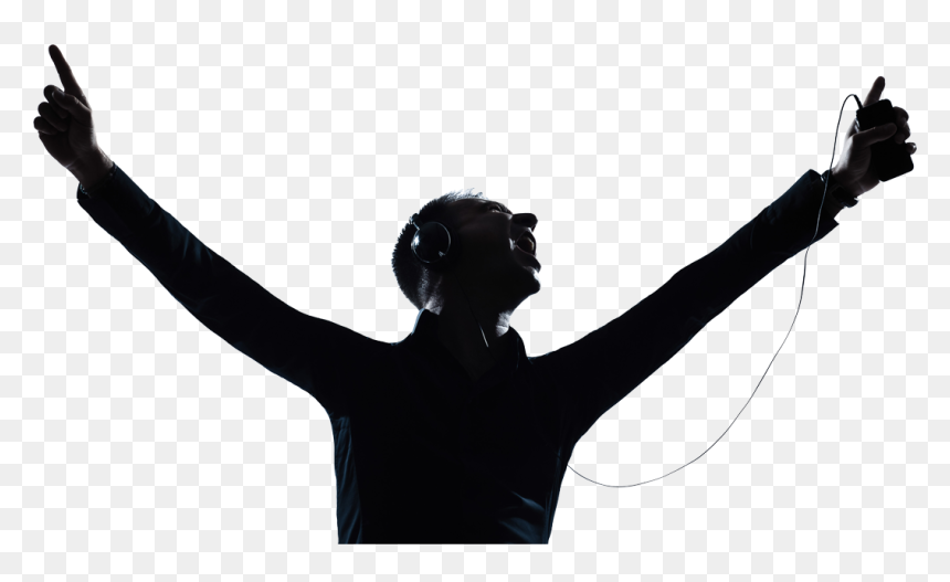 Hands Up Headphones - Person In Headphones Png, Transparent Png - hands up png