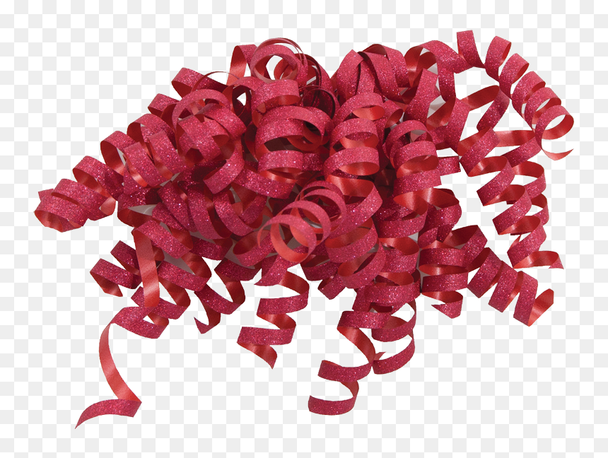 Festive Red Glitter Curly Bow - Tree, HD Png Download - red glitter png