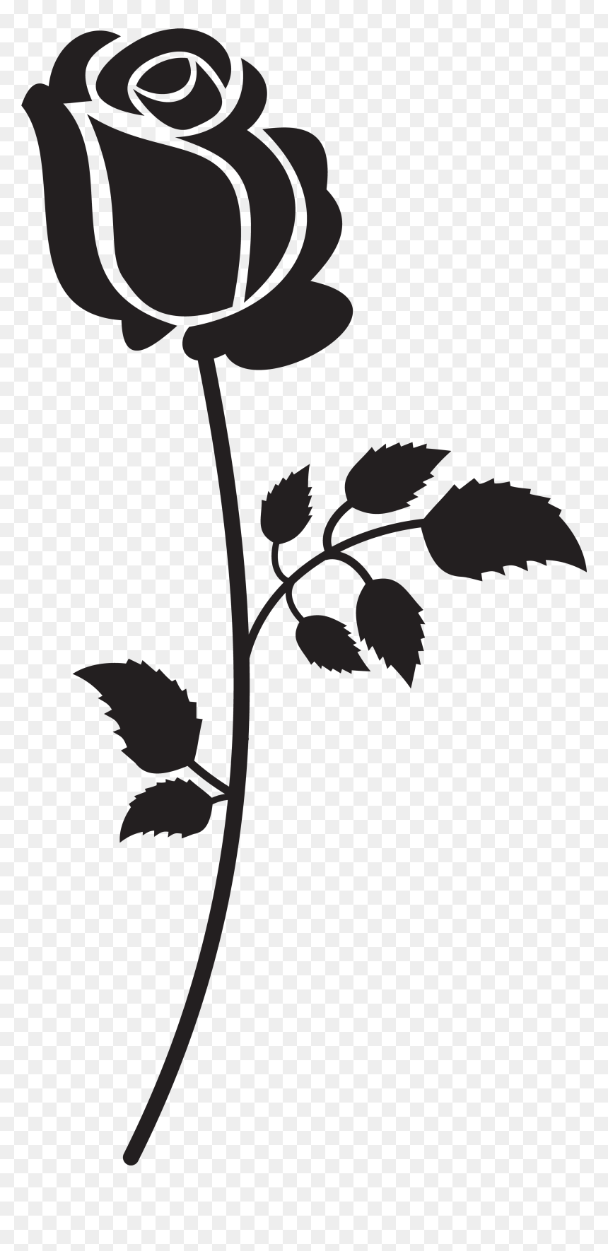 Picture Free Download Silhouette At Getdrawings Com - Black And White Rose Clipart, HD Png Download - rose bud png