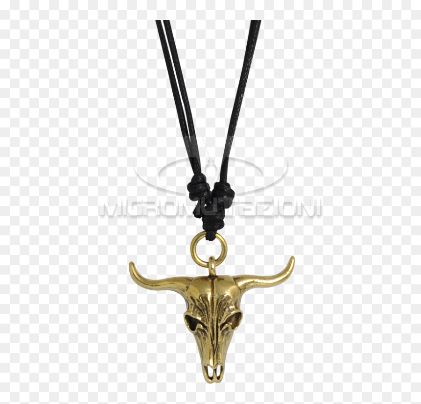 Necklace With Brass Bull Skull Pendant Necklaces & - Portable Network Graphics, HD Png Download - bull skull png