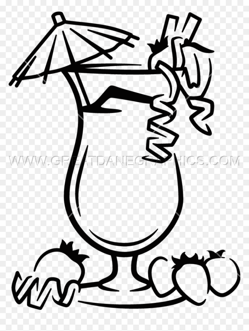 Download Tropical Drink Drawing Easy Clipart Black - Drinks Clipart Black And White, HD Png Download - tropical drink png