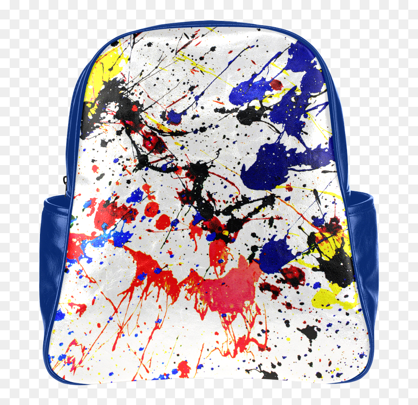 Blue & Red Paint Splatter Multi-pockets Backpack - Red Blue Black Paint Splatter Background, HD Png Download - blue splatter png