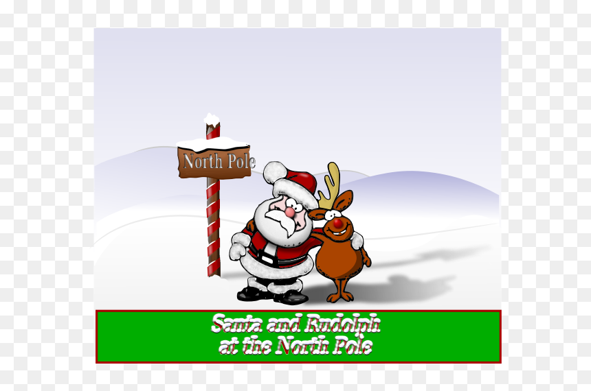 Santa And Rudolph At The North Pole Vector Illustration - Santa And Rudolf, HD Png Download - north pole png