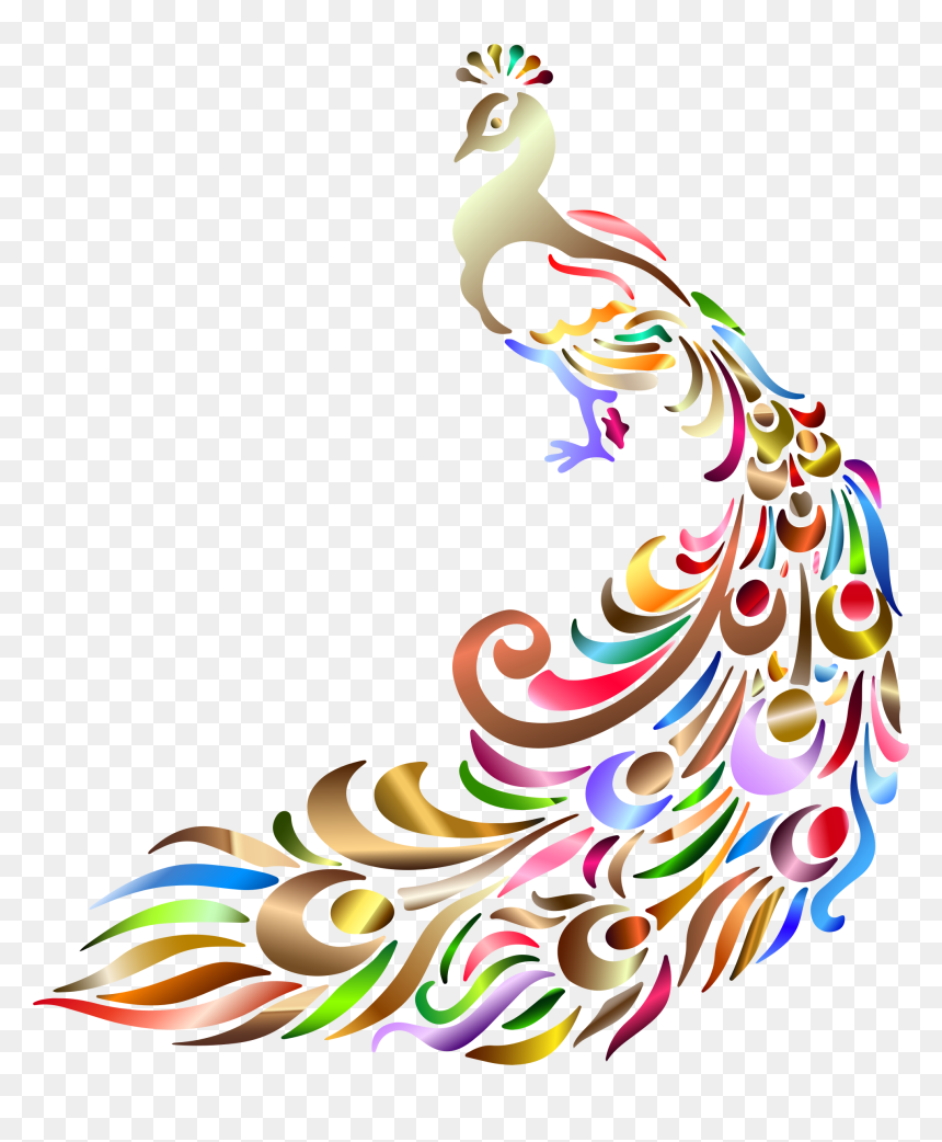 Chromatic Peacock No Background Clip Arts - Peacock Line Art, HD Png Download - peacock png hd