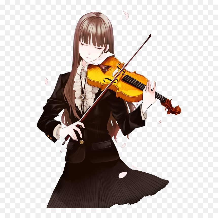 Chica Tocando Violin Anime Clipart , Png Download - Girl Playing The Violin Drawing, Transparent Png - fiddle png