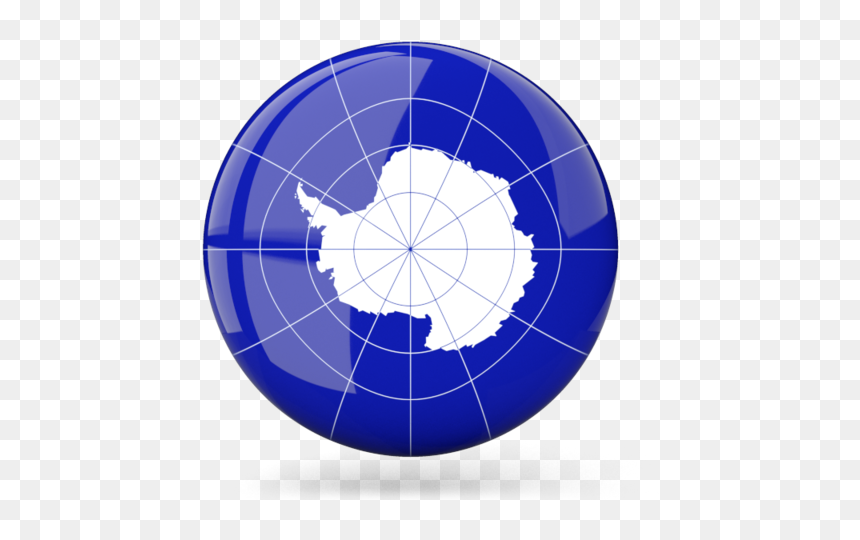 Glossy Round Icon - Blue Flag With White Shape, HD Png Download - antarctica png