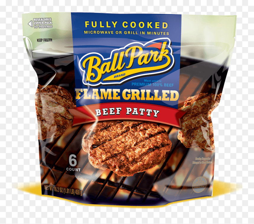 Ball Park Fully Cooked Refrigerated Beef Burger Patties - Ball Park Franks, HD Png Download - hamburgers png