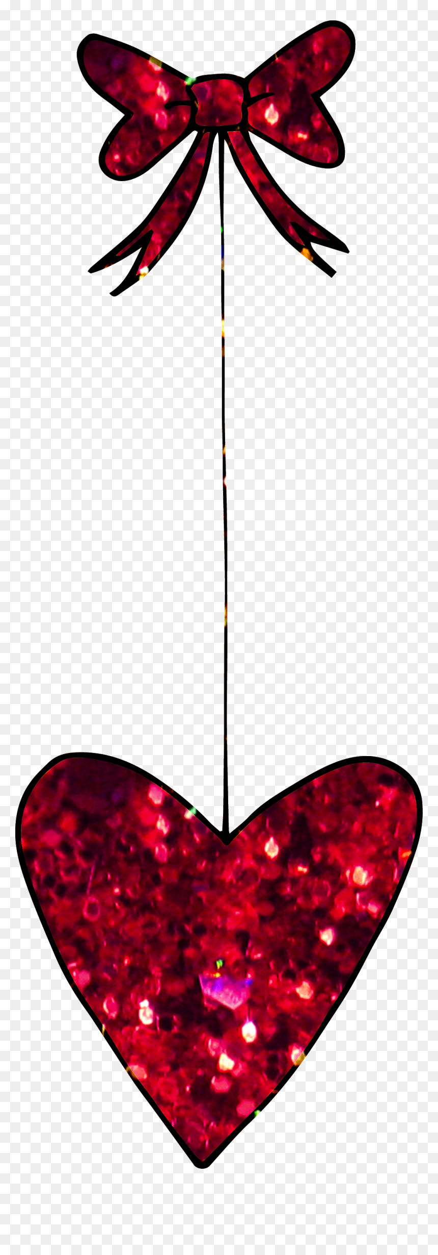 Red Glitter Hanging Heart - Heart, HD Png Download - red glitter png