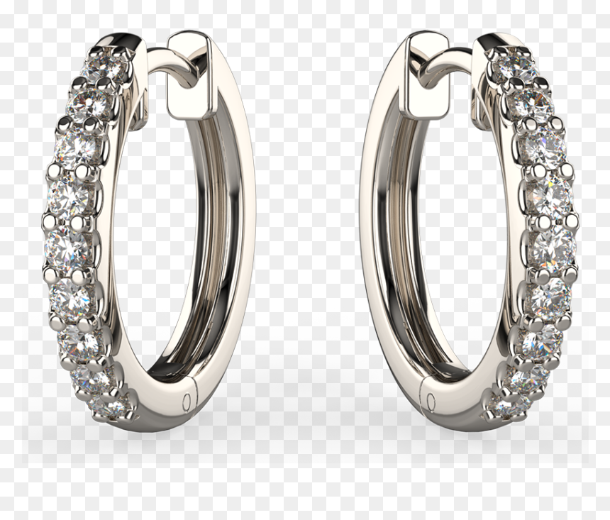 9k Or 18k Gold Diamond Hoop Earrings - Earrings, HD Png Download - hoop earrings png