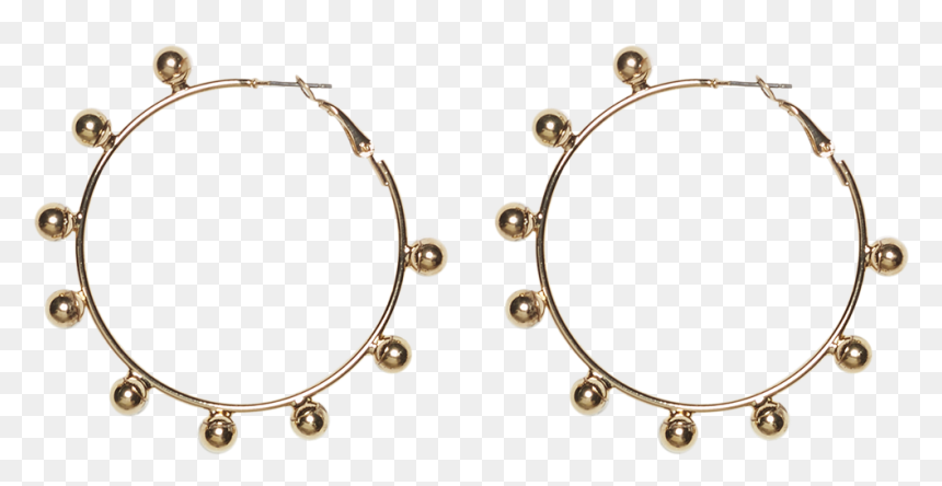 Studded Hoop Earrings In Colour Gold Earth - Body Jewelry, HD Png Download - hoop earrings png