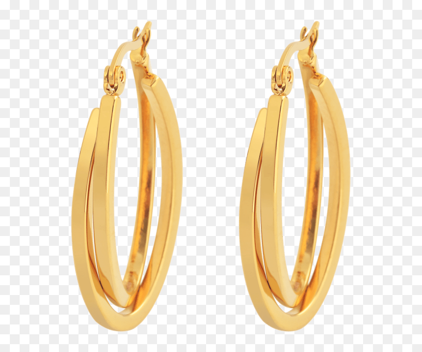 18k Gold-plated Oval Hoop Earrings , Png Download - Earrings, Transparent Png - hoop earrings png