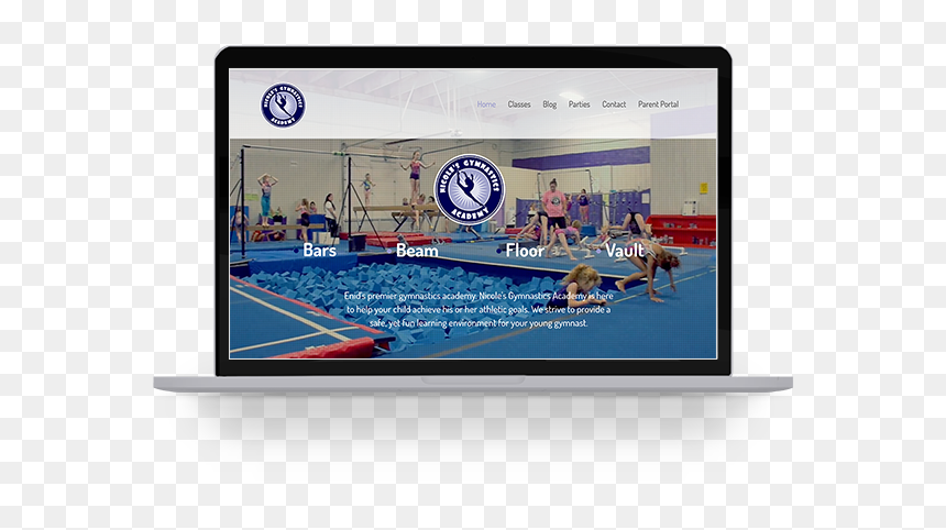 Nicole"s Gymnastics Academy Website Mockup On A Laptop - Flat Panel Display, HD Png Download - laptop mockup png