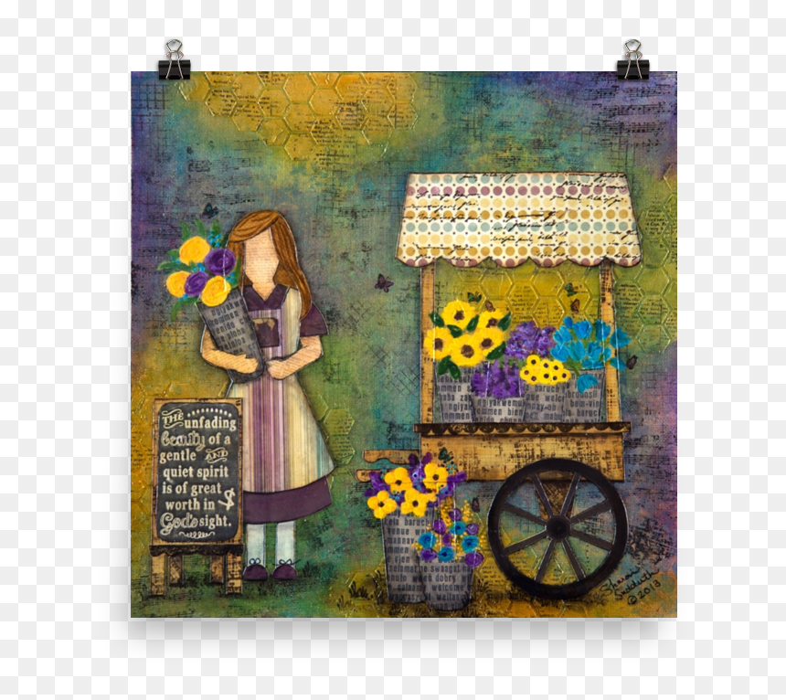 Girl Flower Cart Mockup Transparent Transparent - Craft, HD Png Download - swagat png