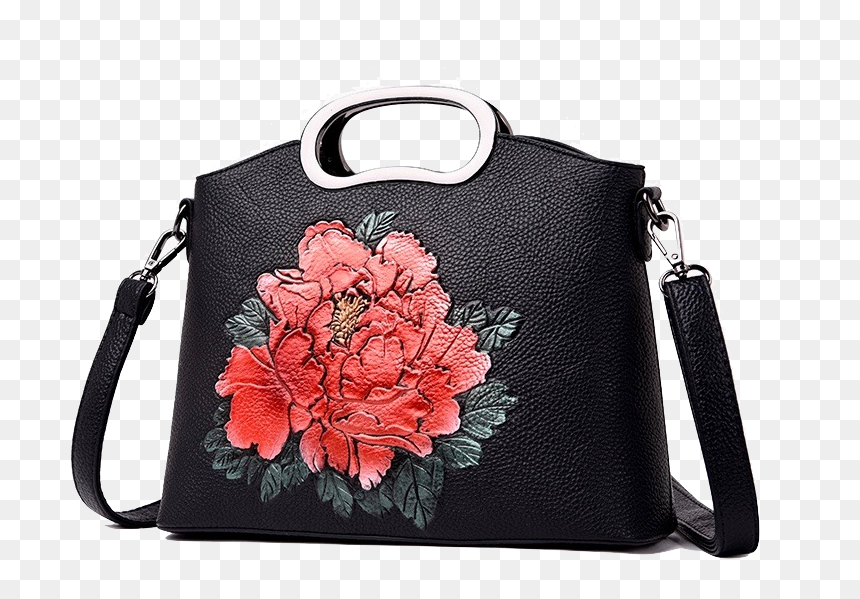 Black Flower Bag ~ 4 Colors ~ Top Handle Women Handbag - Women Handbag Png, Transparent Png - hand bag png