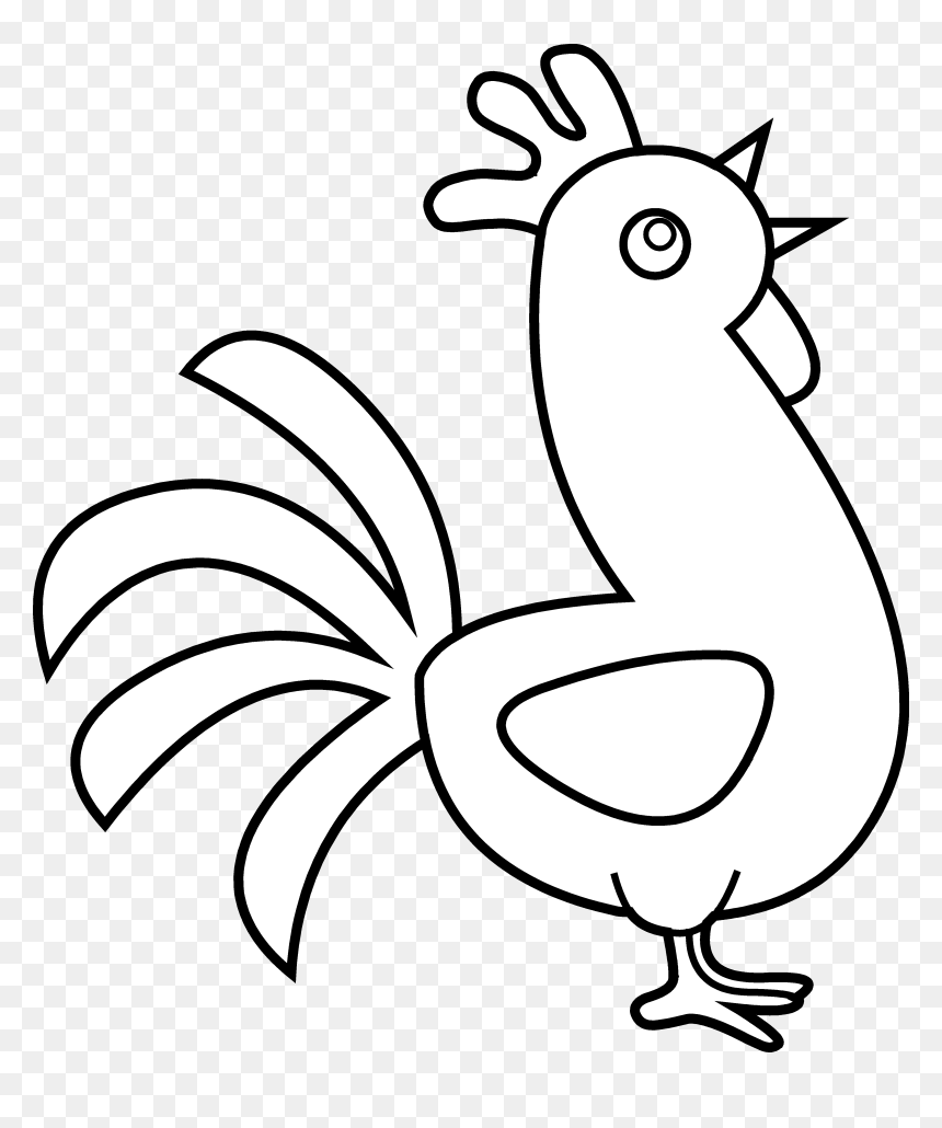 Cute Phoenix Clipart - Cartoon Rooster Black And White, HD Png Download - phoenix black and white png