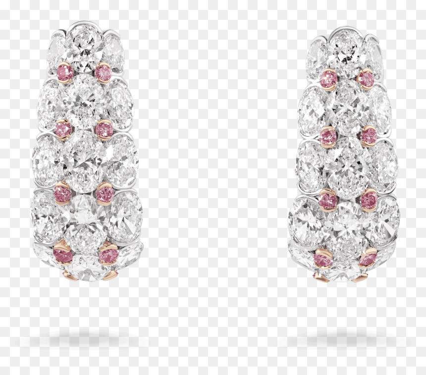 Pirouette Oval White And Pink Diamond Hoop Earrings - Ruby Earribg Png Wwwdavidmorris, Transparent Png - hoop earrings png