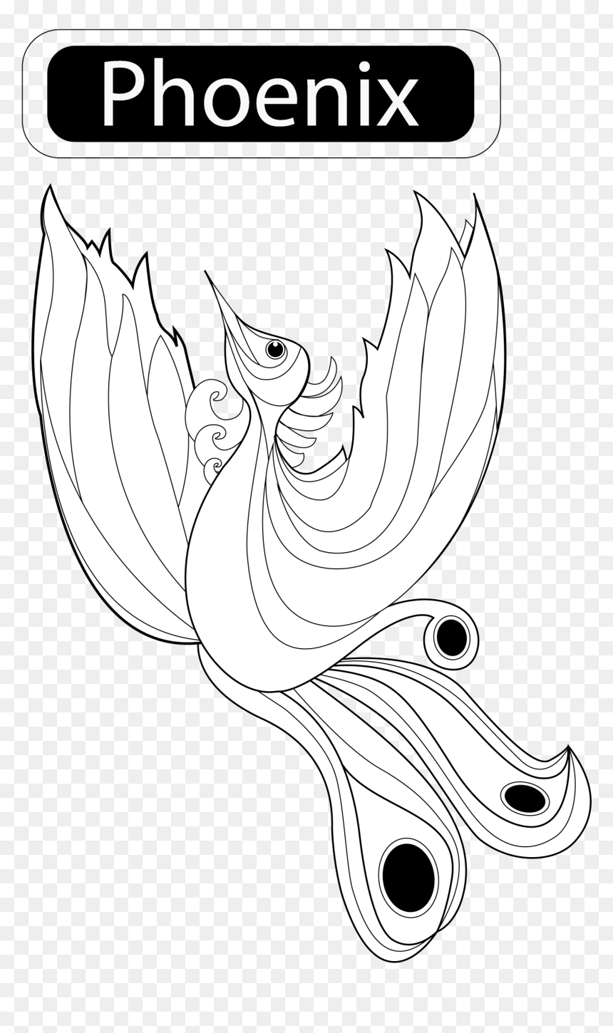 Line Art, HD Png Download - phoenix black and white png