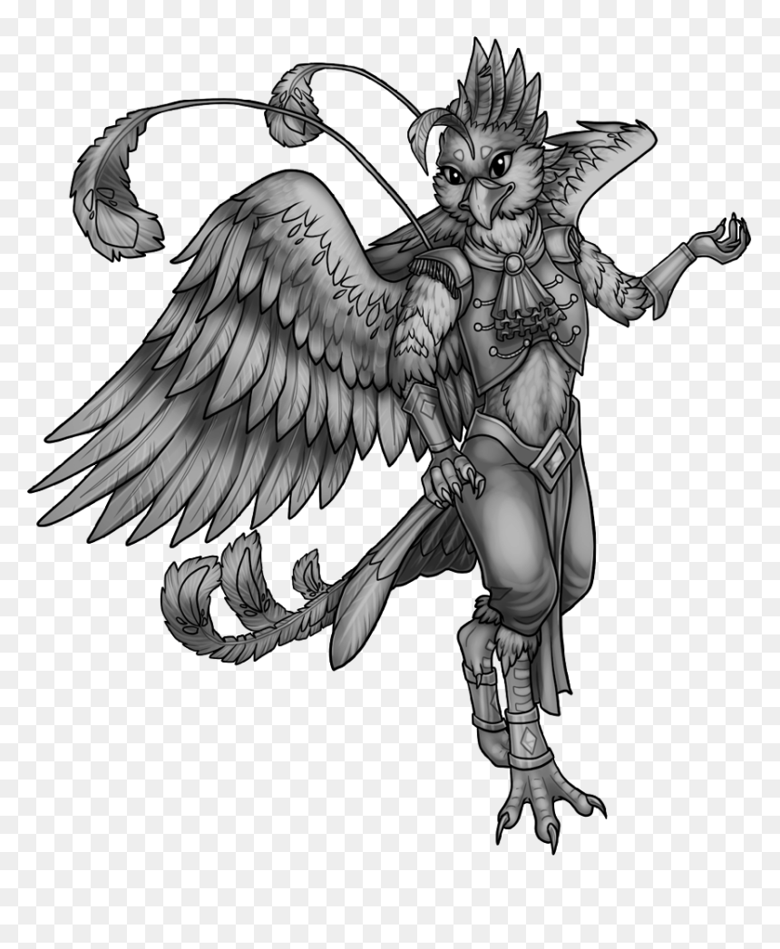 The Furcadia Wiki - Cartoon, HD Png Download - phoenix black and white png