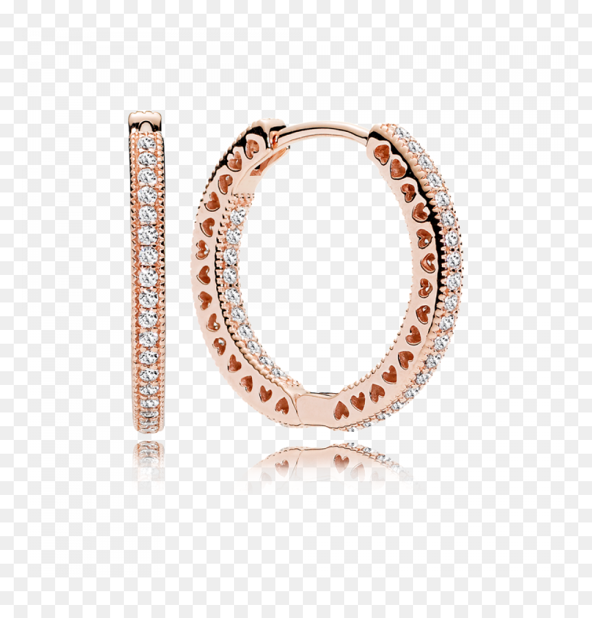 Pandora Rose Hoop Earrings With Clear Cubic Zirconia, - Rose Gold Hoop Earrings Uk, HD Png Download - hoop earrings png