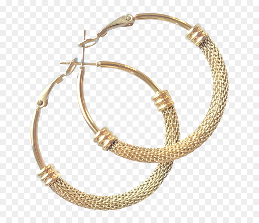 Mesh Hoops, HD Png Download - hoop earrings png