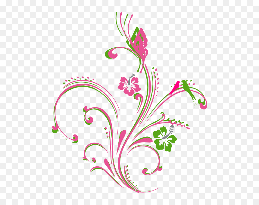 Transparent Butterfly Png Clipart - Pink And Green Butterfly, Png Download - flower and butterfly border design png