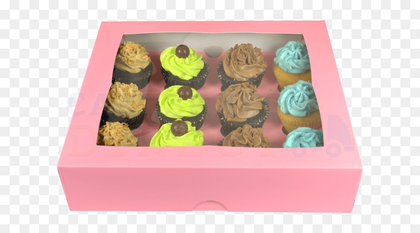 Premium 12 Pink Cupcake Window Box With 6cm Divider - Cupcake Boxes Png, Transparent Png - pink divider png