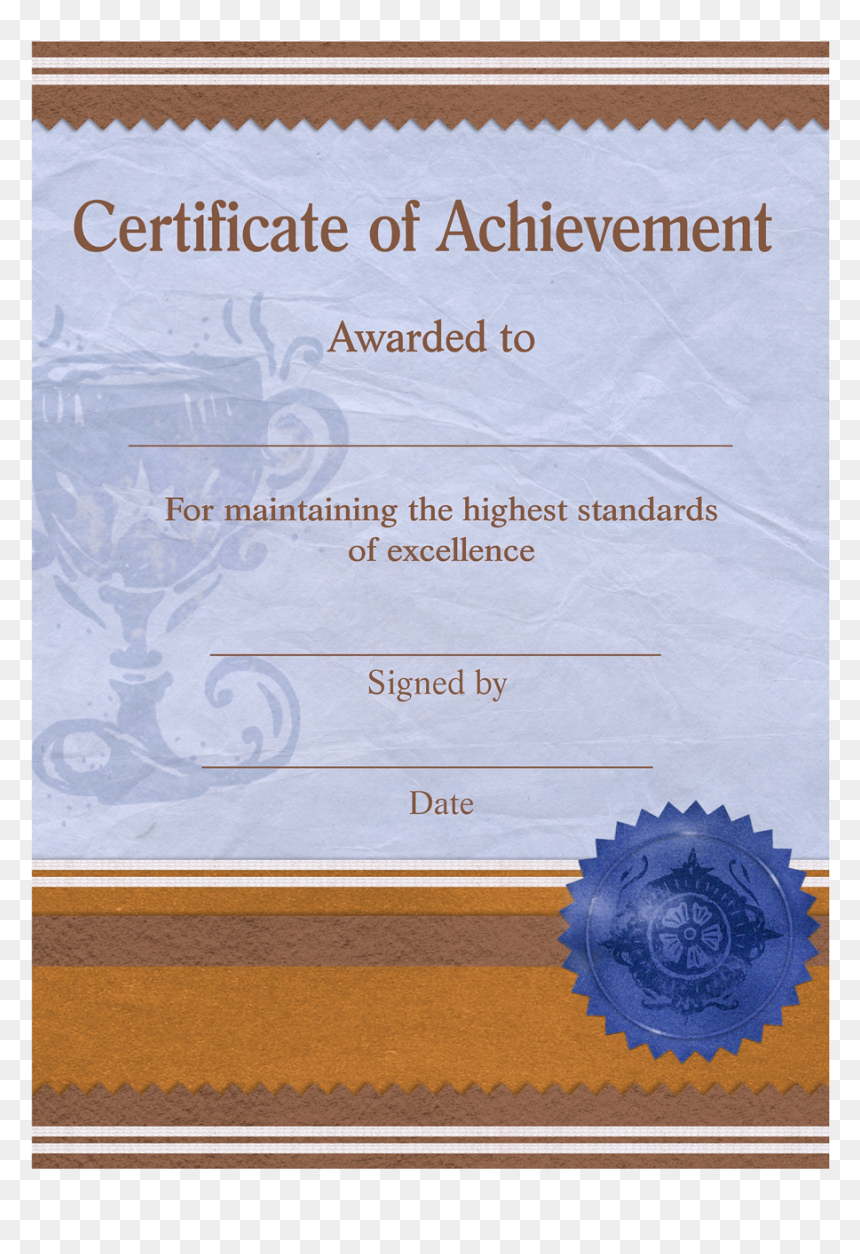 Certificate Of Achievement Template - Portable Network Graphics, HD Png Download - achievement png