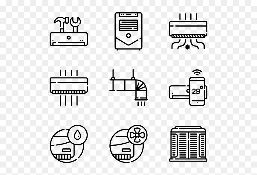 Heat Vector Air - Free Data Processing Icons, HD Png Download - air conditioner icon png