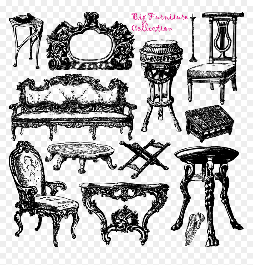 Sketch Of Antique Sofa, HD Png Download - furniture icon png