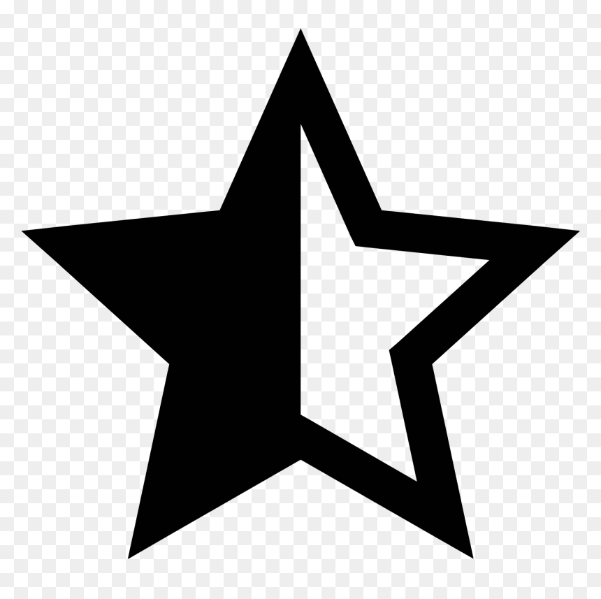 Half Star Icon Png, Transparent Png - star icon png transparent background