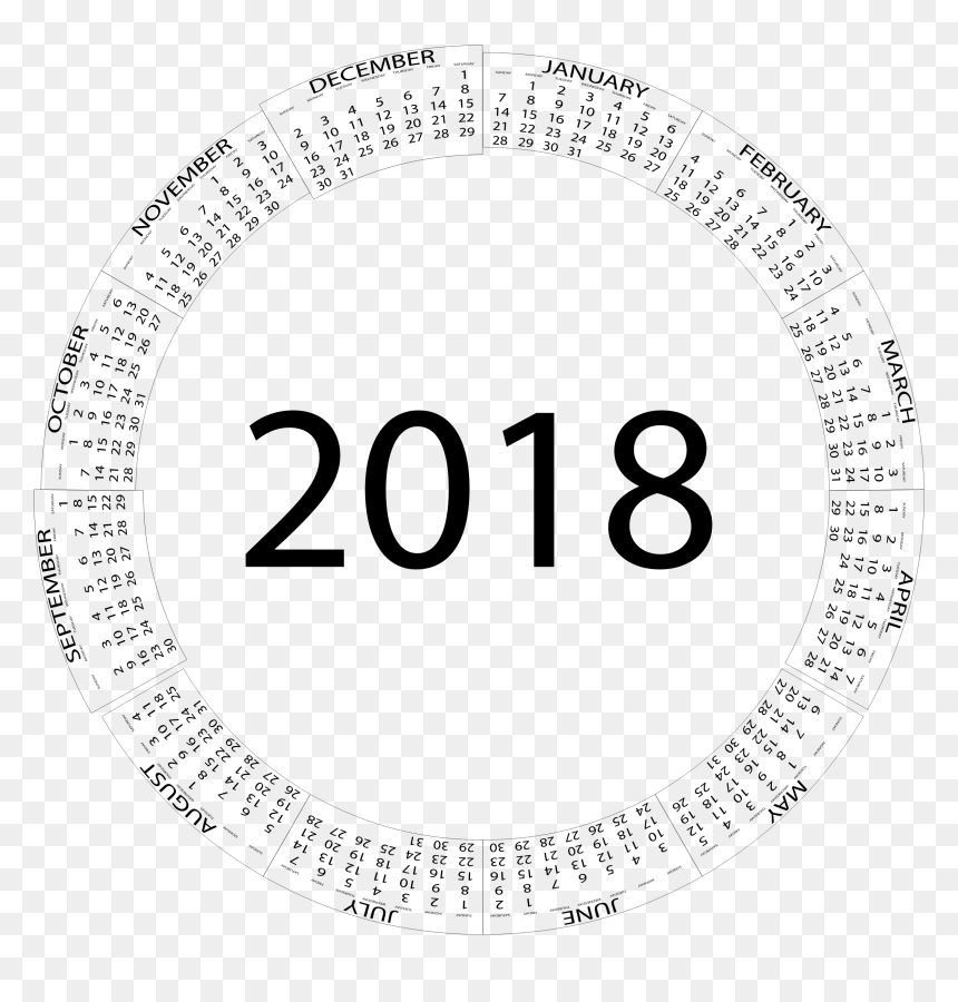 2018 Circular Calendar , Png Download - Circle Clipart 2018, Transparent Png - 2018 calendar png hd