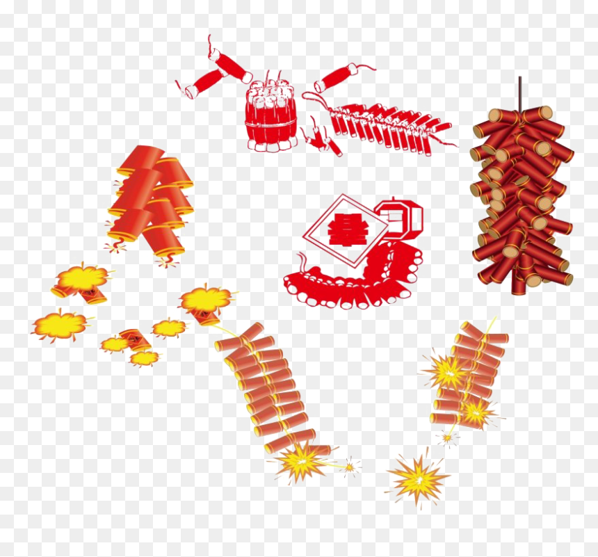 Chinese New Year Decoration - Vector Chinese Fire Crackers, HD Png Download - decoration png images