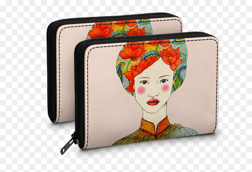Dailyobjects Lotus Girl Zipper Slim Card & Coin Wallet - Zipper, HD Png Download - slim girl png
