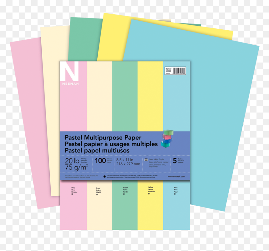 Neenah Pastel Multipurpose Assorted Colour Paper , - Paper, HD Png Download - colour paper png