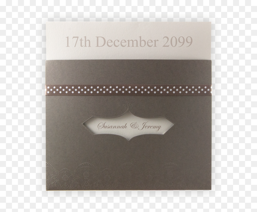 Creative Wedding Invitation Taupe Pocket And Ribbon - Paper, HD Png Download - wedding ribbon png