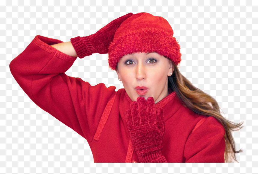 Happy Woman Blowing Kiss In Winter Clothes Png Image - Winter Wear Hd Png, Transparent Png - cloths png