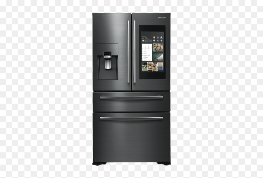 Transparent Fridge Hub Family Samsung - Refrigerator, HD Png Download - samsung refrigerator png