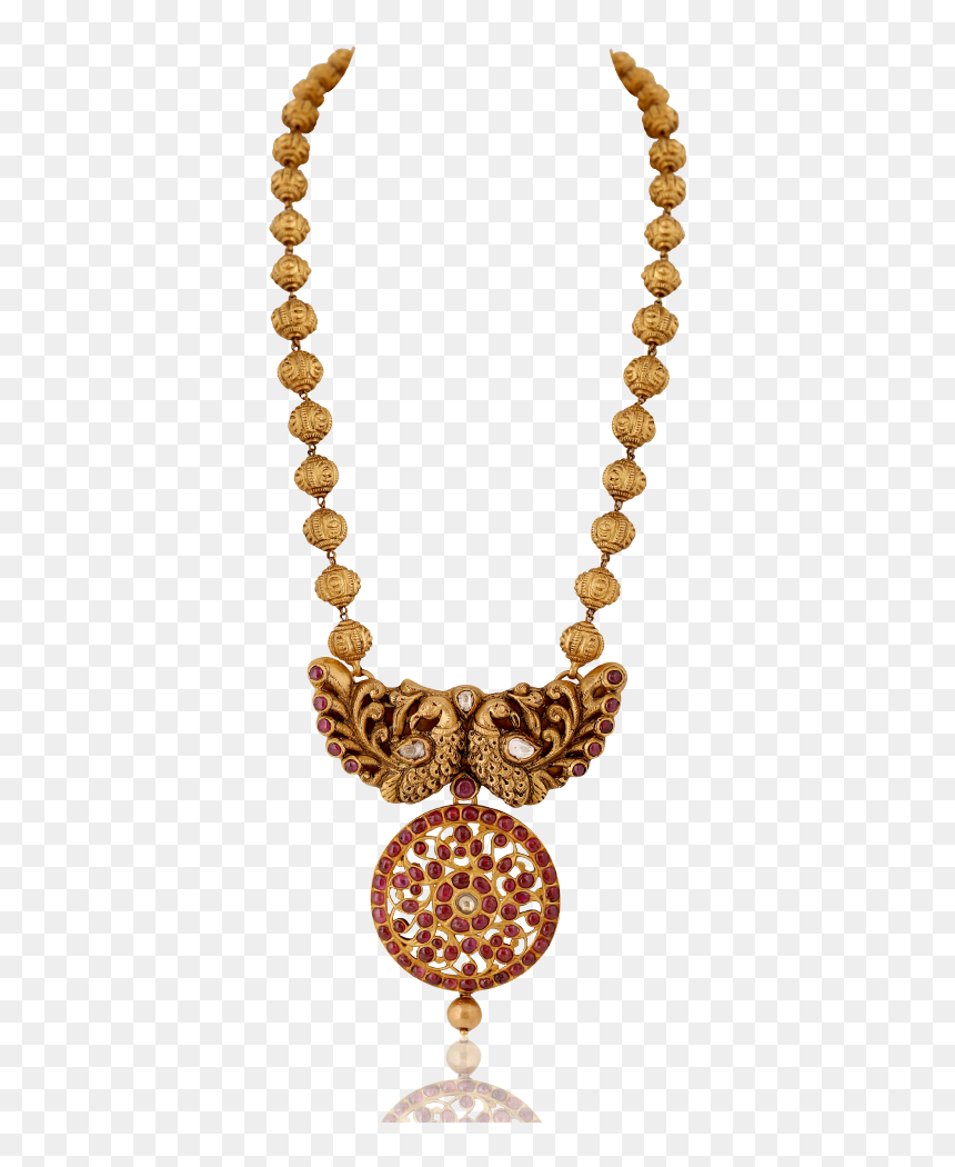 Mesmerizing Twin Peacock Ruby Necklace - Necklace, HD Png Download - flower malai photos png