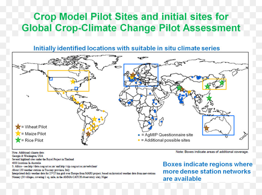 A Map Of Pilot Sites For Agricultural And Climate Modeling - Data On Climate Change Affects Agriculture, HD Png Download - hast melap png