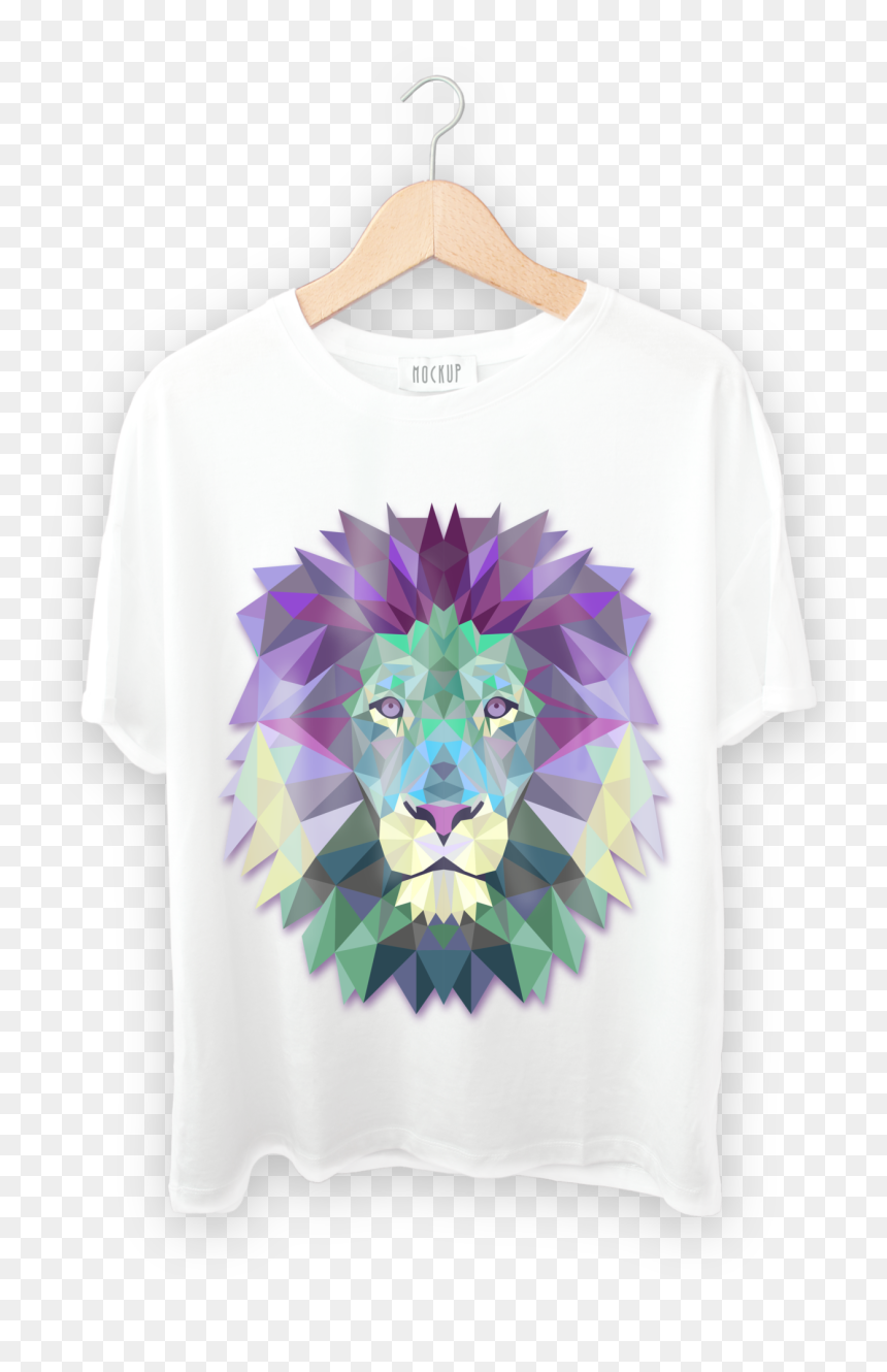 T Shirt Front Loin - Cool Geometric Lion, HD Png Download - loin png