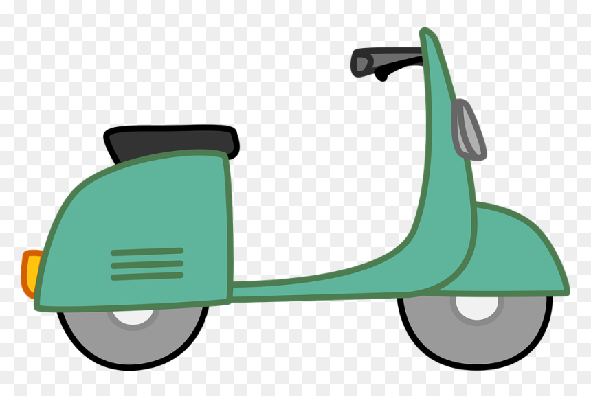 Moped, Scooter, Bike, White, Green, Kids, Scrapbook - Moped Clip Art, HD Png Download - scooter clipart png