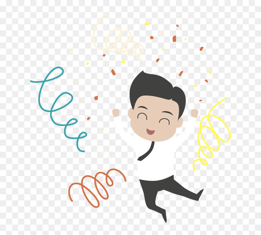 Happy Young Cartoon Businessman Jumping - Happy Cartoon Businessman Png, Transparent Png - happy businessman png