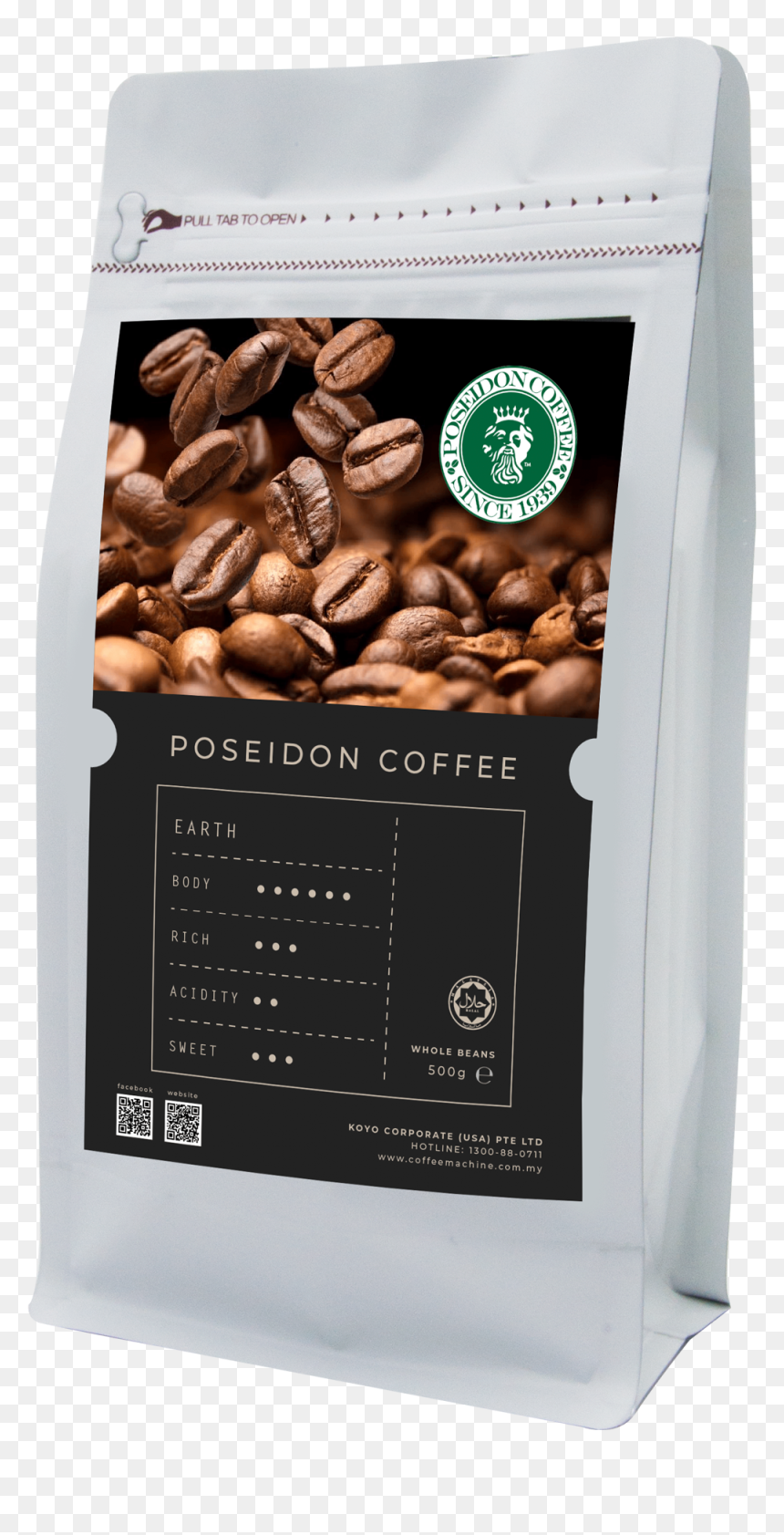 Poseidon Coffee - Earth - Buy Coffee Beans In Malaysia, HD Png Download - coffee seeds png