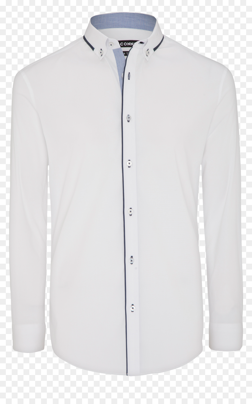 White Bligh Stretch Slim Dress Shirt - Long-sleeved T-shirt, HD Png Download - dress shirt png