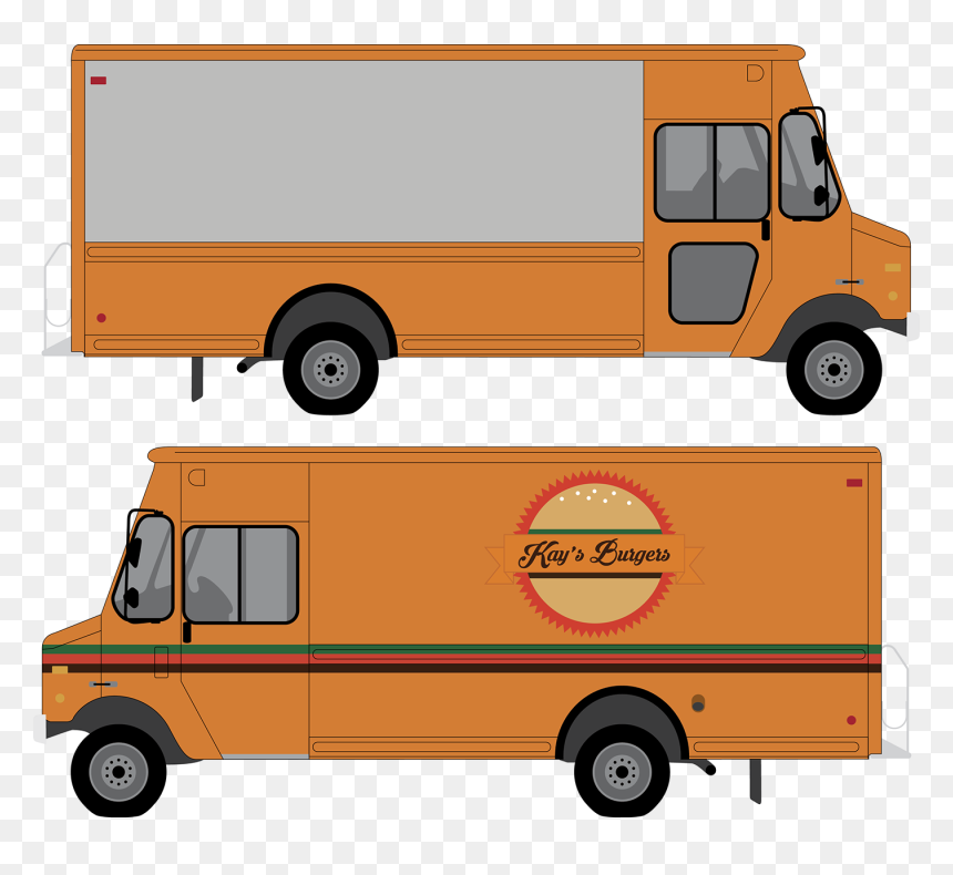 Kay"s Burgers Truck & Packing Mock-ups - Food Truck Png To Design, Transparent Png - ups truck png