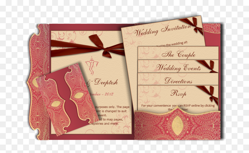 Traditional Indian Email Wedding Card Red Gold Peach - Wedding Cards Images Png, Transparent Png - indian wedding card png