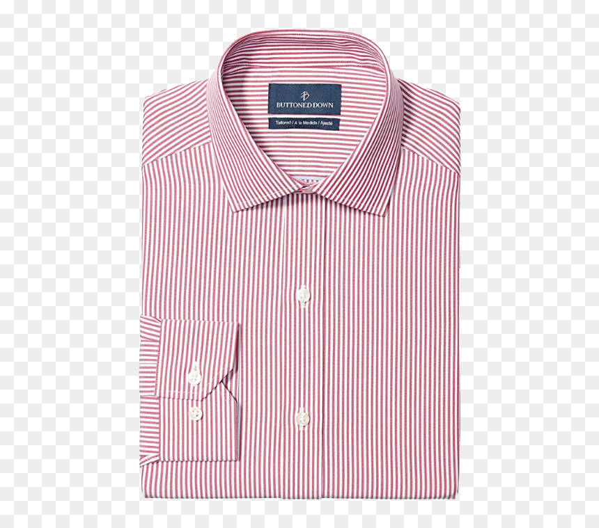 Tailored Fit White Stripe Pink Shirt By Buttoned Down - Active Shirt, HD Png Download - dress shirt png