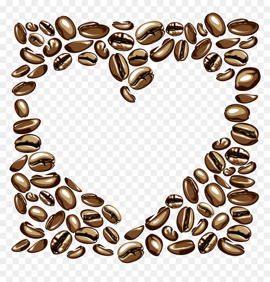 Peach Clipart Heart - Coffee Beans Hearts Clipart, HD Png Download - coffee seeds png