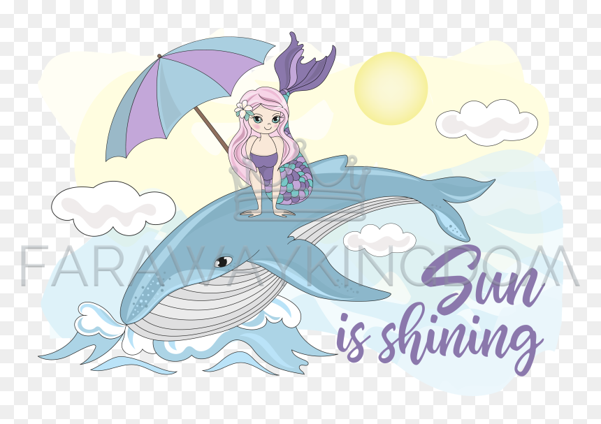 Whale Mermaid Tropical Sea Vacation Vector Illustration - Vector Graphics, HD Png Download - sea vector png